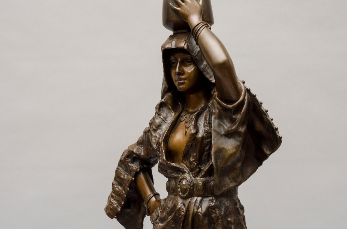 Orientalist Bronze "rebecca", Gaston Leroux, French School-photo-4