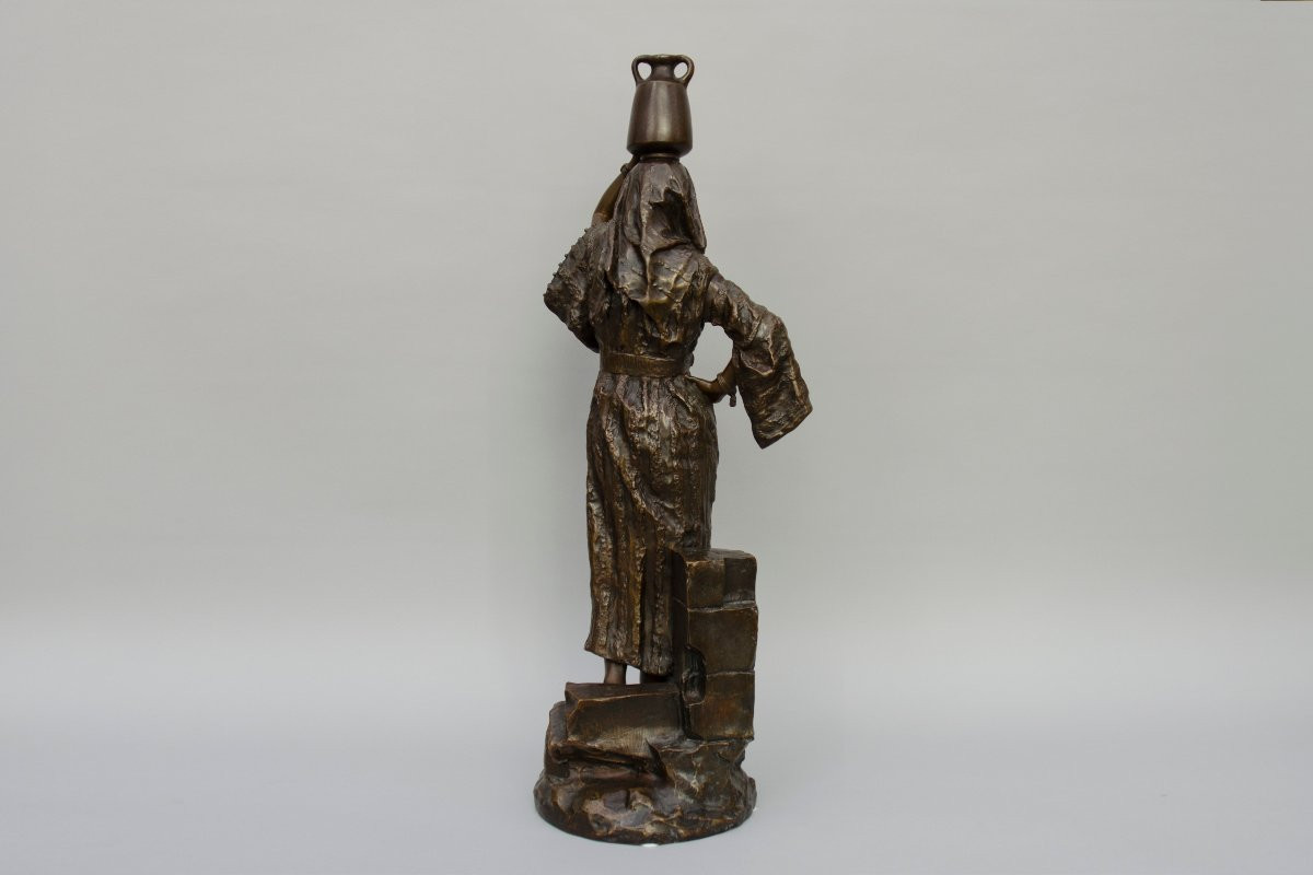 Orientalist Bronze "rebecca", Gaston Leroux, French School-photo-5