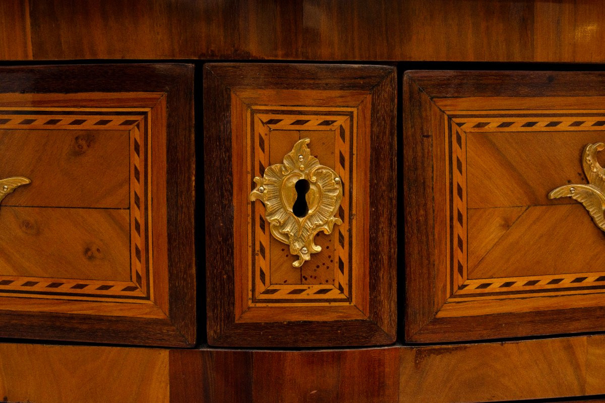 Small Louis XVI Commode In Wood Marquetry-photo-2