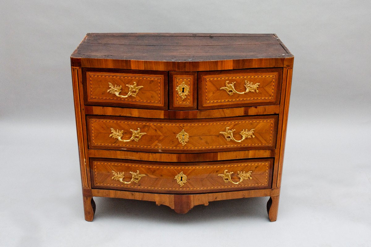Small Louis XVI Commode In Wood Marquetry-photo-3