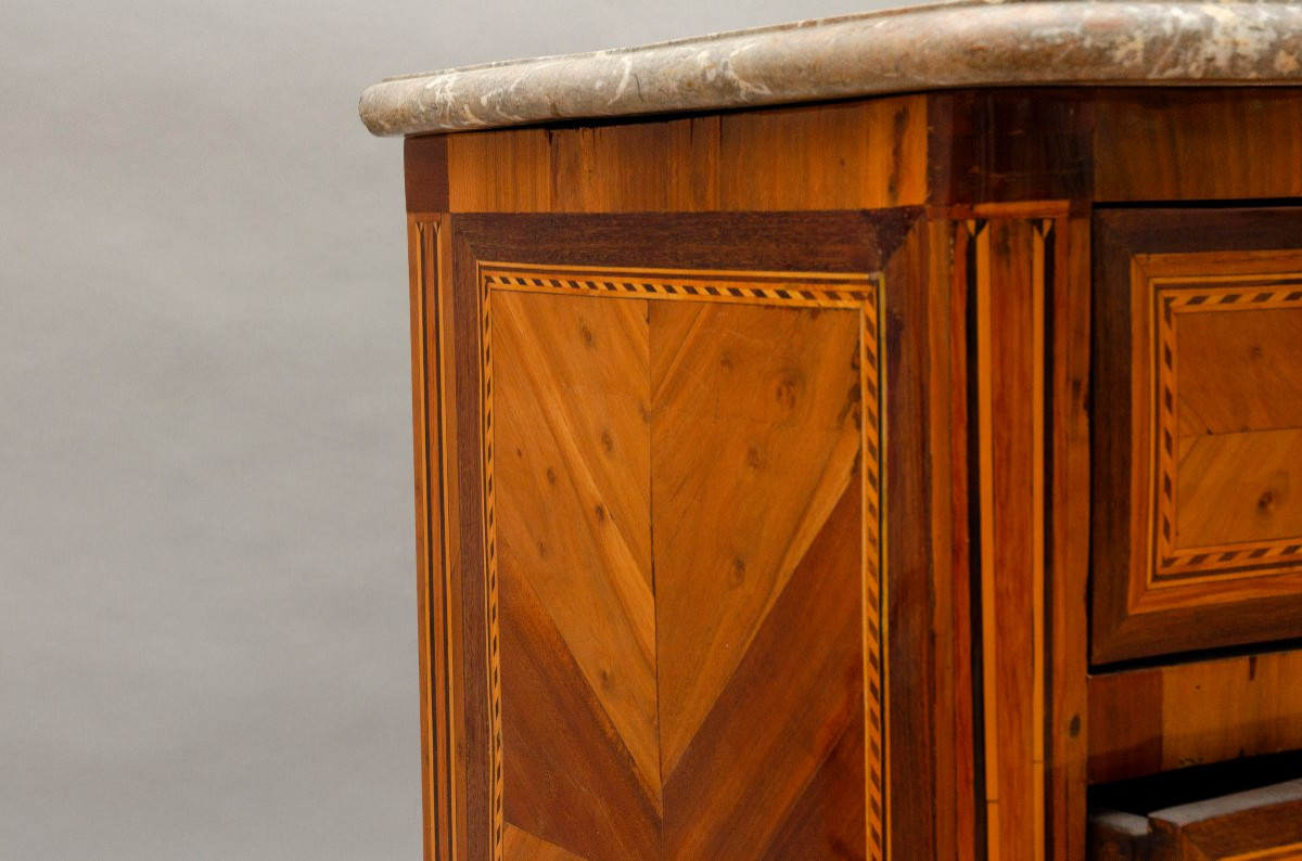 Small Louis XVI Commode In Wood Marquetry-photo-4
