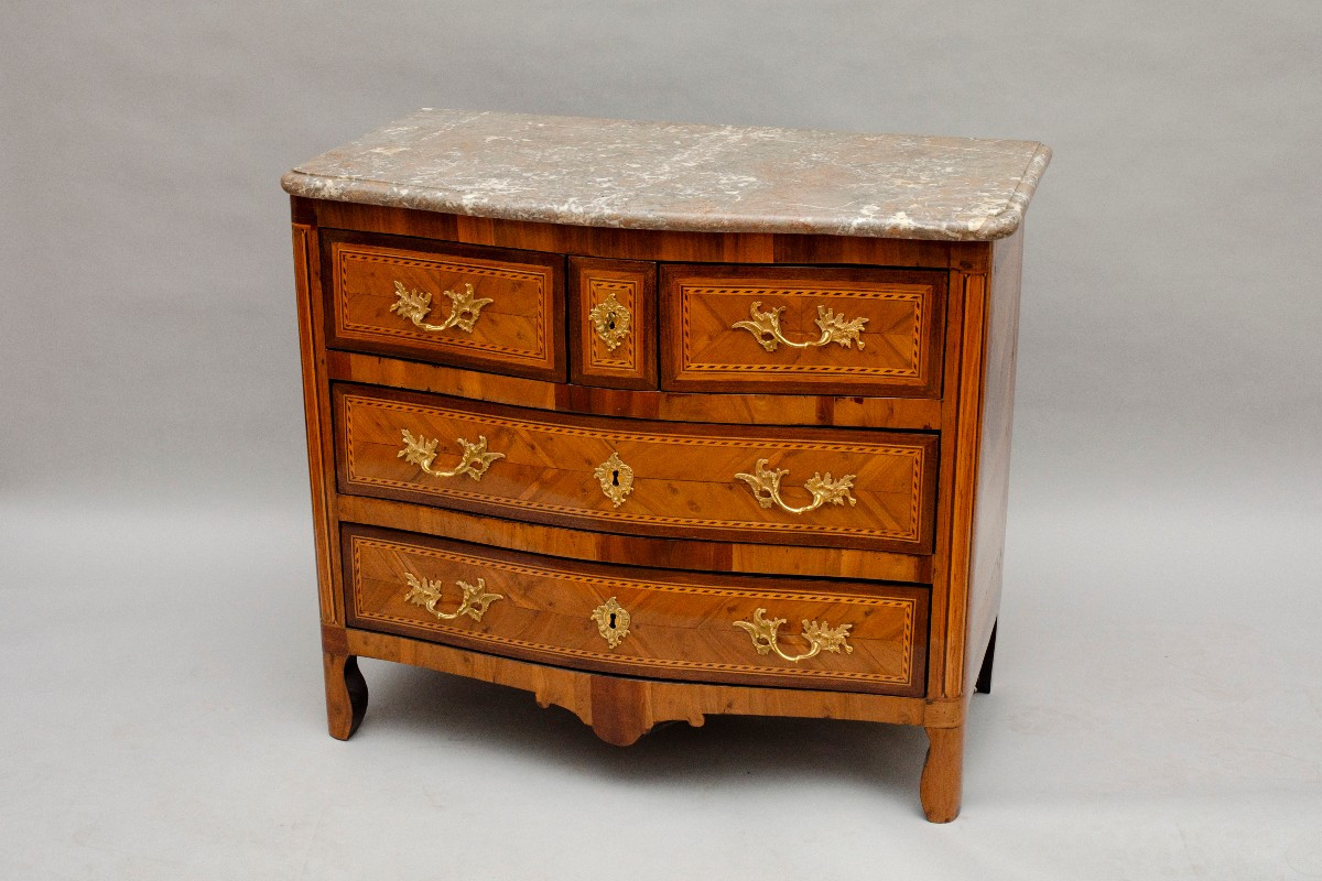 Small Louis XVI Commode In Wood Marquetry