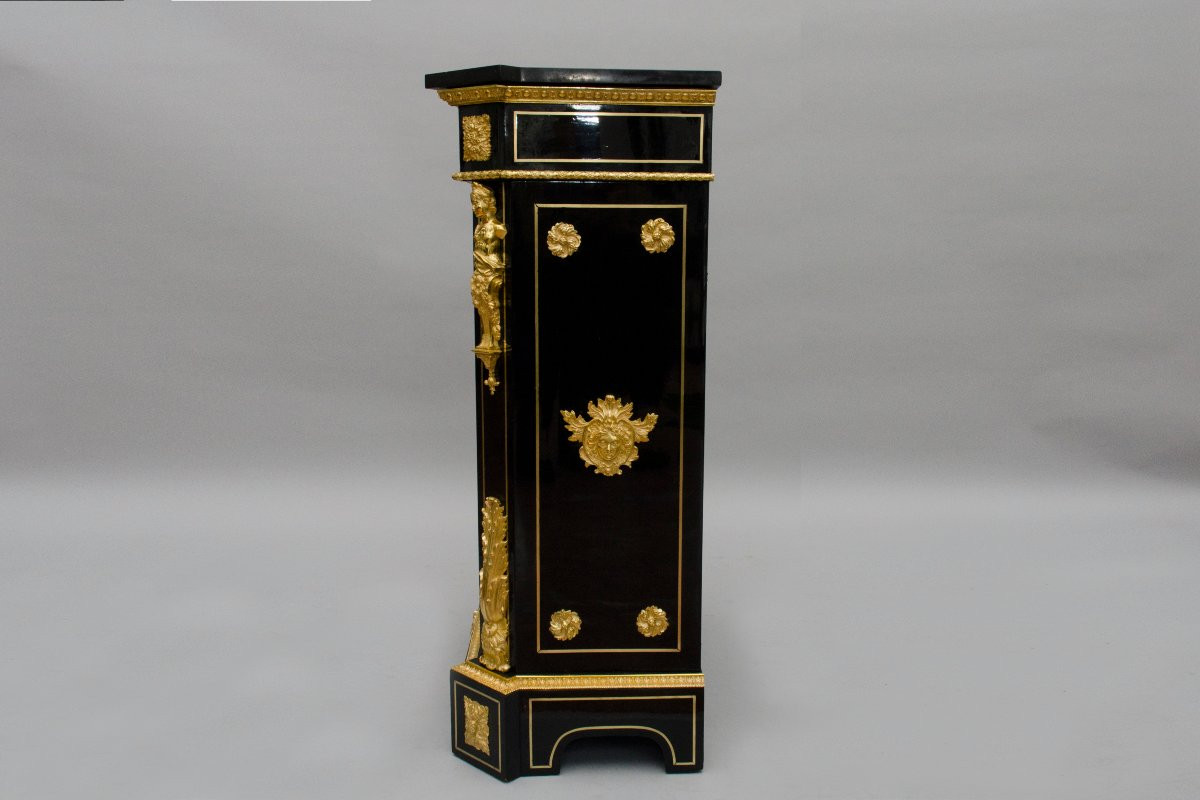 Grande dresse d'appui "Pietra Dura" et bronze doré, BEFORT JEUNE à Paris-photo-2