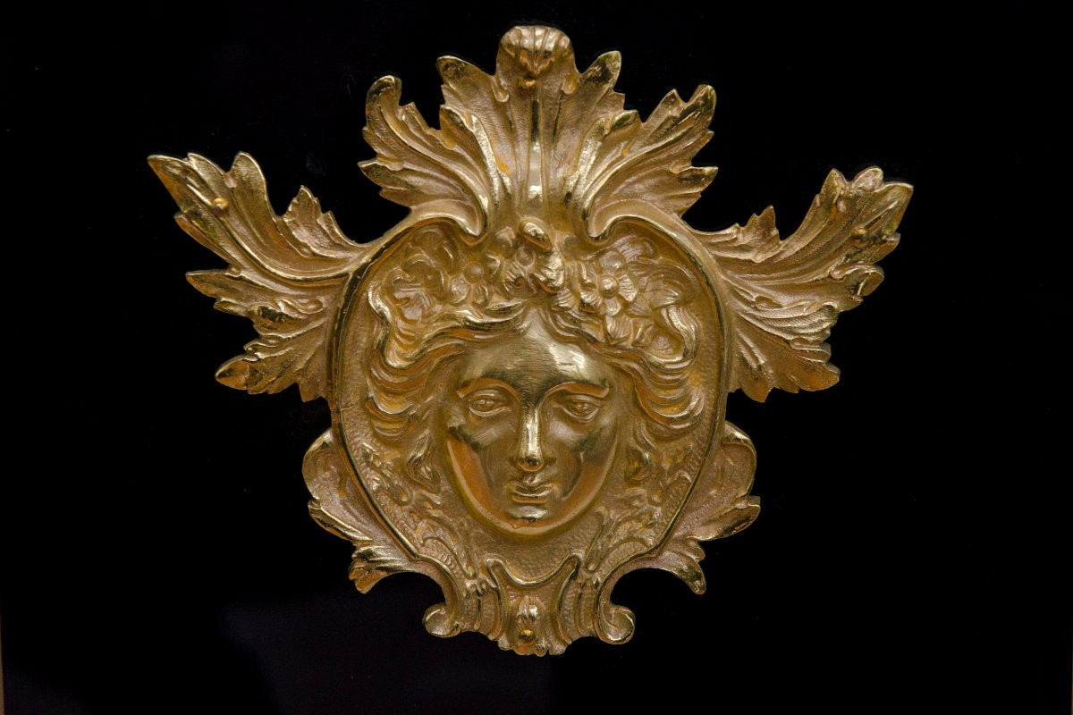 Grande dresse d'appui "Pietra Dura" et bronze doré, BEFORT JEUNE à Paris-photo-3