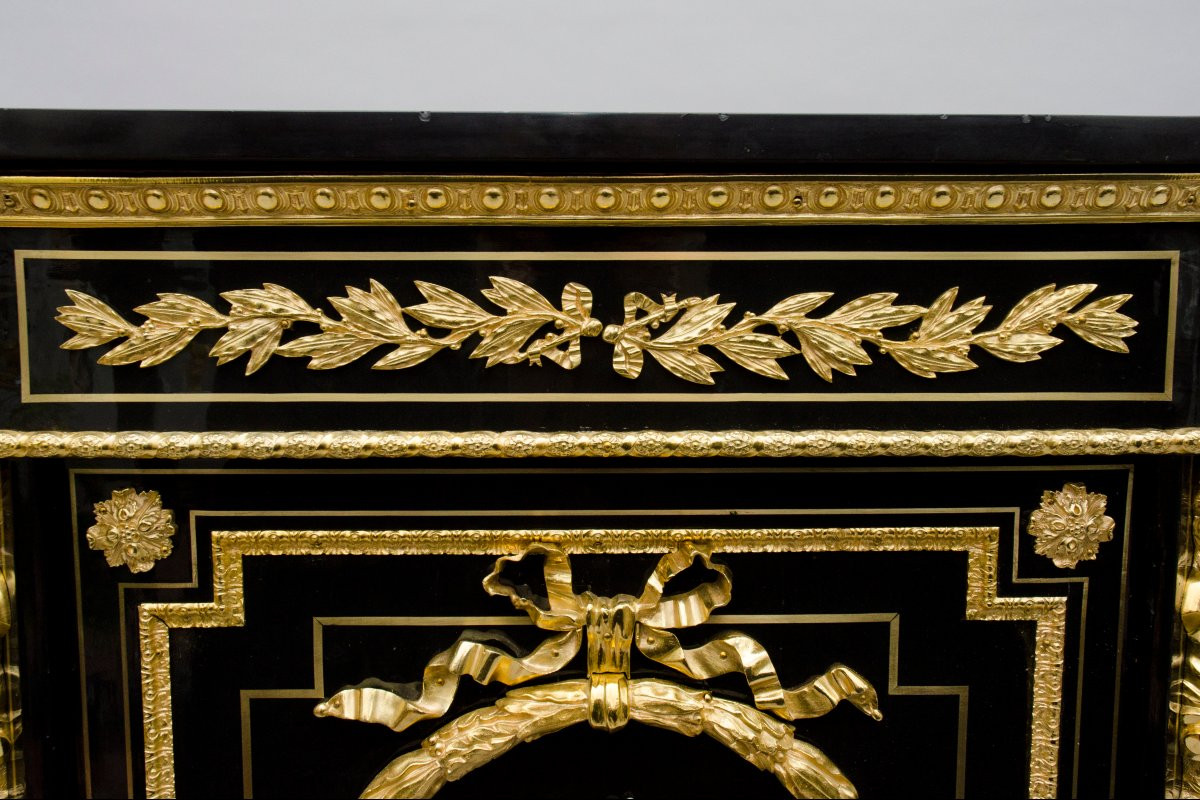 Grande dresse d'appui "Pietra Dura" et bronze doré, BEFORT JEUNE à Paris-photo-7