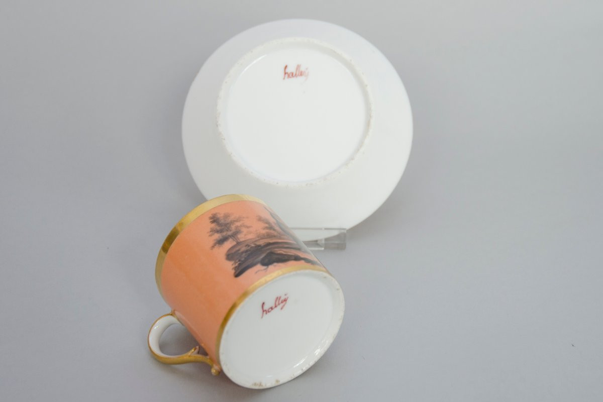 tasse litron et soucoupe en porcelaine " le Lièvre", Halley à Paris (1801-1810)-photo-2