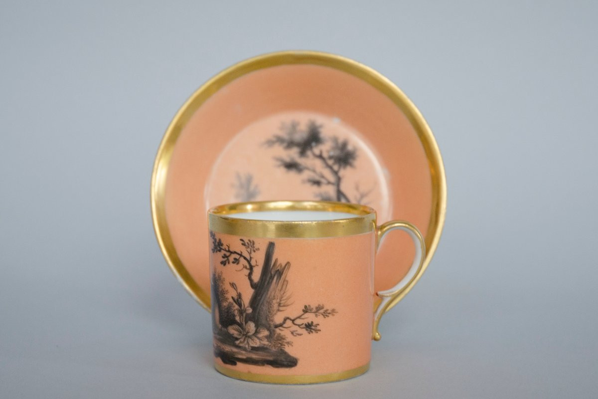 tasse litron et soucoupe en porcelaine " le Lièvre", Halley à Paris (1801-1810)-photo-3