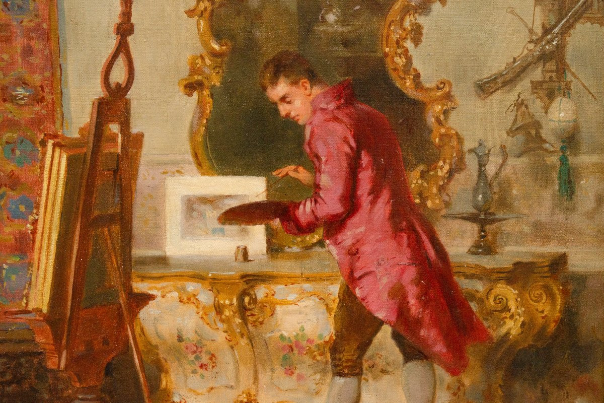 « Après la séance », huile sur toile signée A. Monti-photo-2