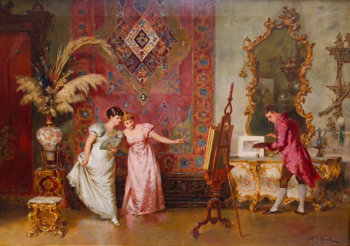 « Après la séance », huile sur toile signée A. Monti-photo-4