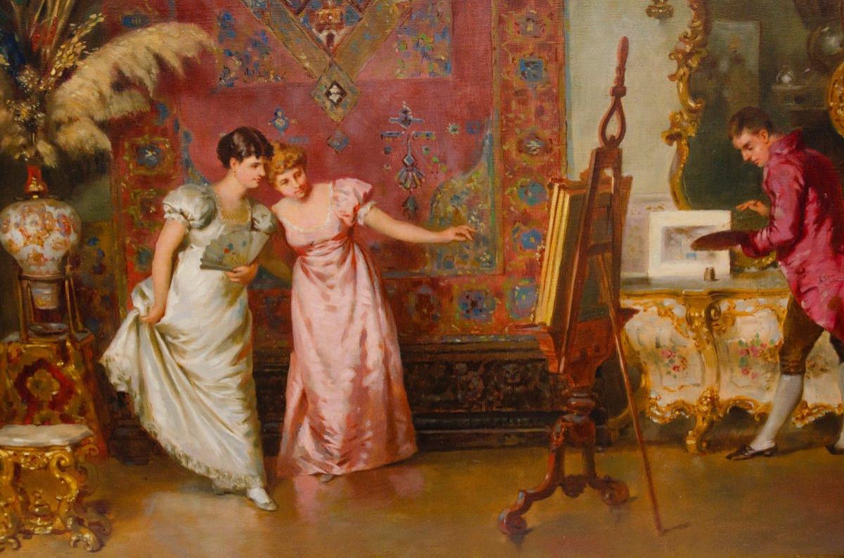 « Après la séance », huile sur toile signée A. Monti-photo-3