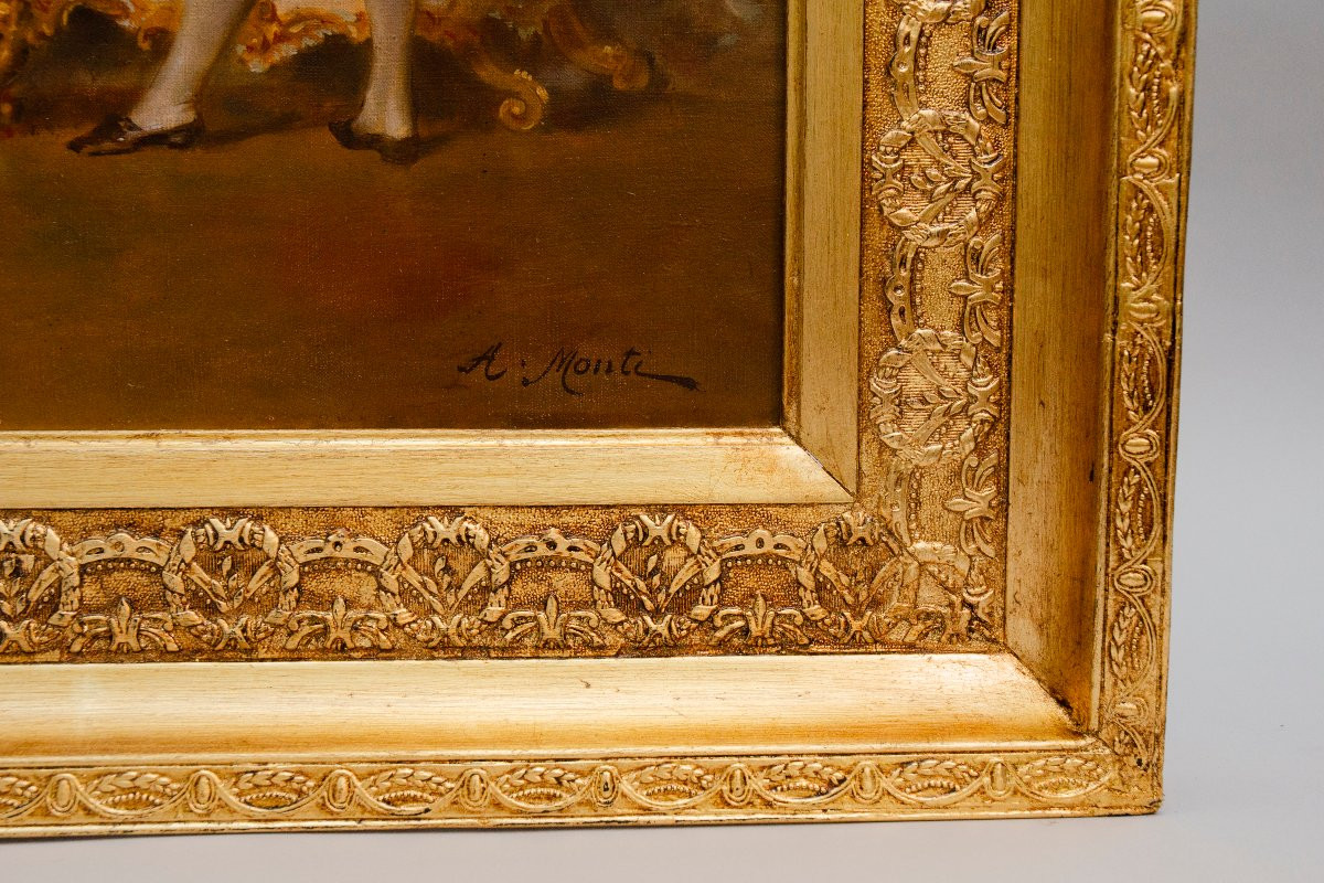 « Après la séance », huile sur toile signée A. Monti-photo-4