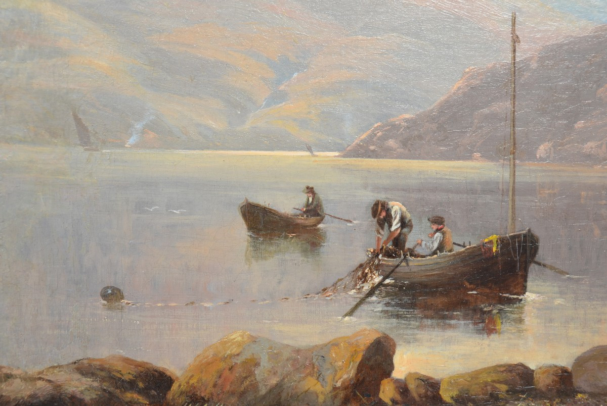 Oil On Canvas, "lake View" By Newmarch Stafford (london, Late 19th Century)-photo-1