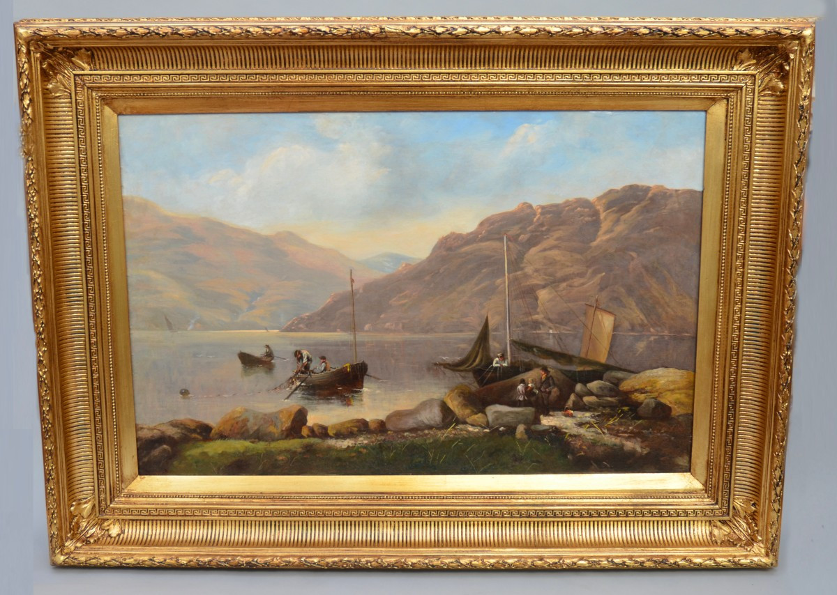 Oil On Canvas, "lake View" By Newmarch Stafford (london, Late 19th Century)