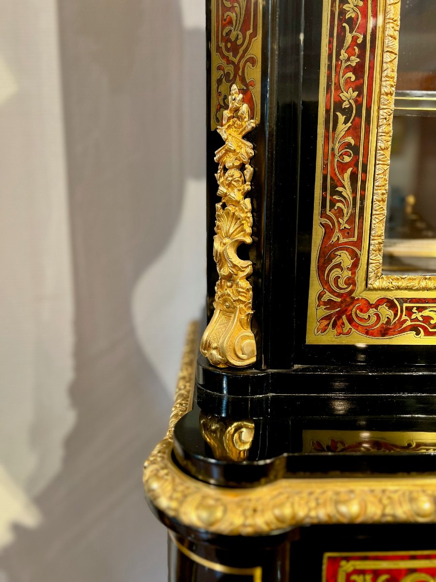 Bibliothèque vitrine double-corps Boulle, maison Delafontaine à Paris (Napoléon III)-photo-1