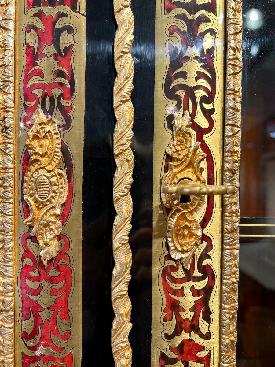 Bibliothèque vitrine double-corps Boulle, maison Delafontaine à Paris (Napoléon III)-photo-2