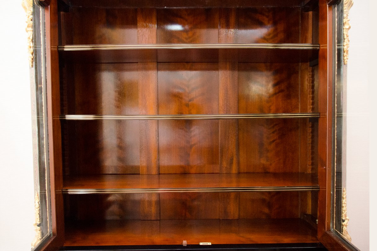 Bibliothèque vitrine double-corps Boulle, maison Delafontaine à Paris (Napoléon III)-photo-6