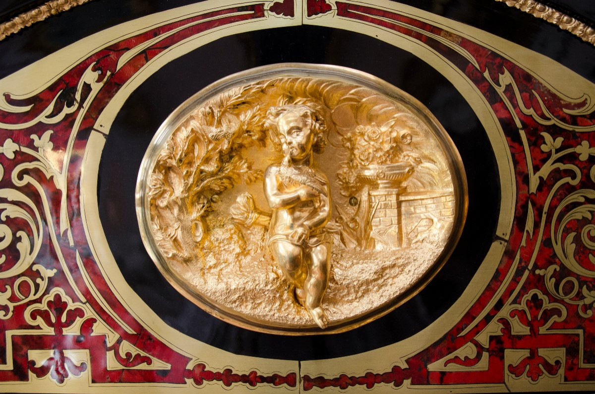 Bibliothèque vitrine double-corps Boulle, maison Delafontaine à Paris (Napoléon III)-photo-7