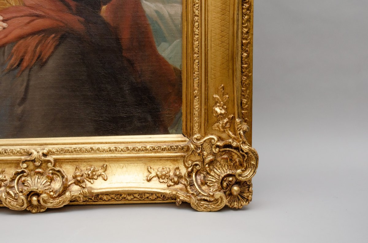 Huile sur toile "Porteuse d'eau romaine", de Joseph Dens (Anvers 1808-1883)-photo-3