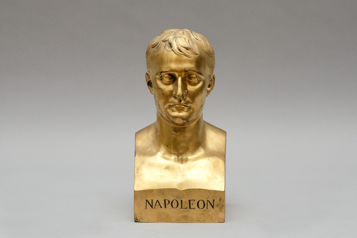 Gilded Bronze Bust Of Napoleon, After Antoine-denis Chaudet (paris 1763 - Paris 1810)