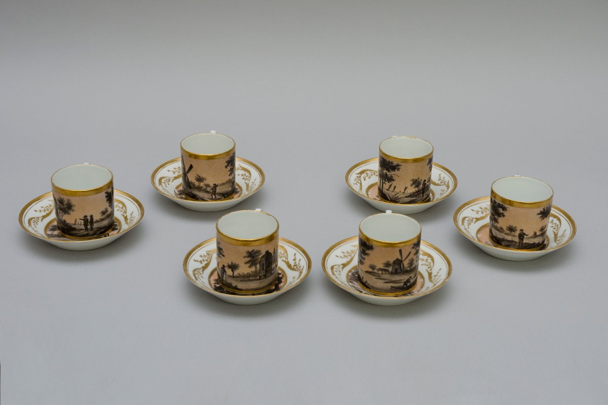 Service a thé et café "grisaille fond rose", attrib. Louise Cretté à Bruxelles (1787-1813)-photo-2