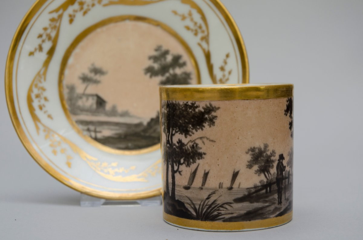 Service a thé et café "grisaille fond rose", attrib. Louise Cretté à Bruxelles (1787-1813)-photo-2