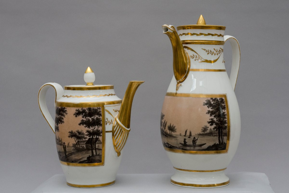 Service a thé et café "grisaille fond rose", attrib. Louise Cretté à Bruxelles (1787-1813)-photo-6