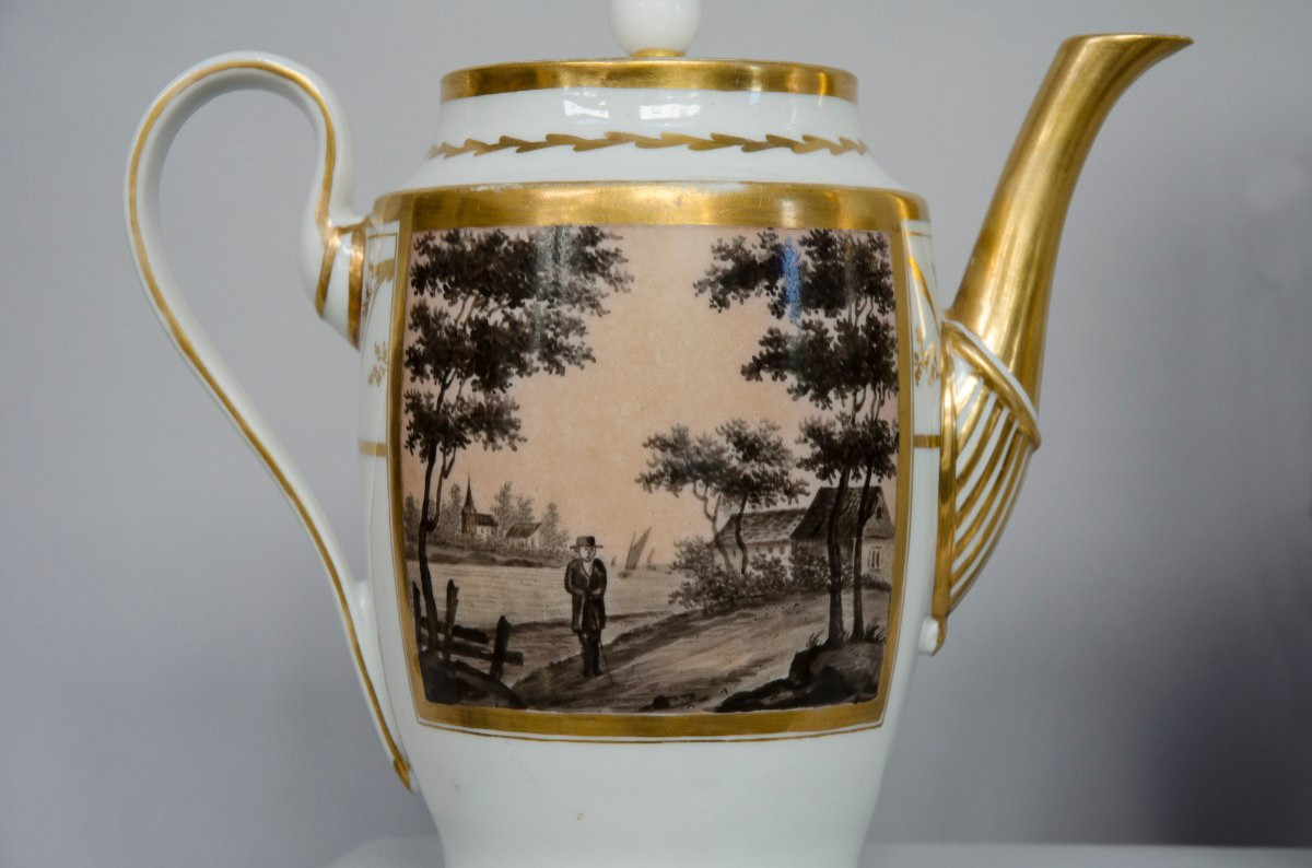 Service a thé et café "grisaille fond rose", attrib. Louise Cretté à Bruxelles (1787-1813)-photo-7