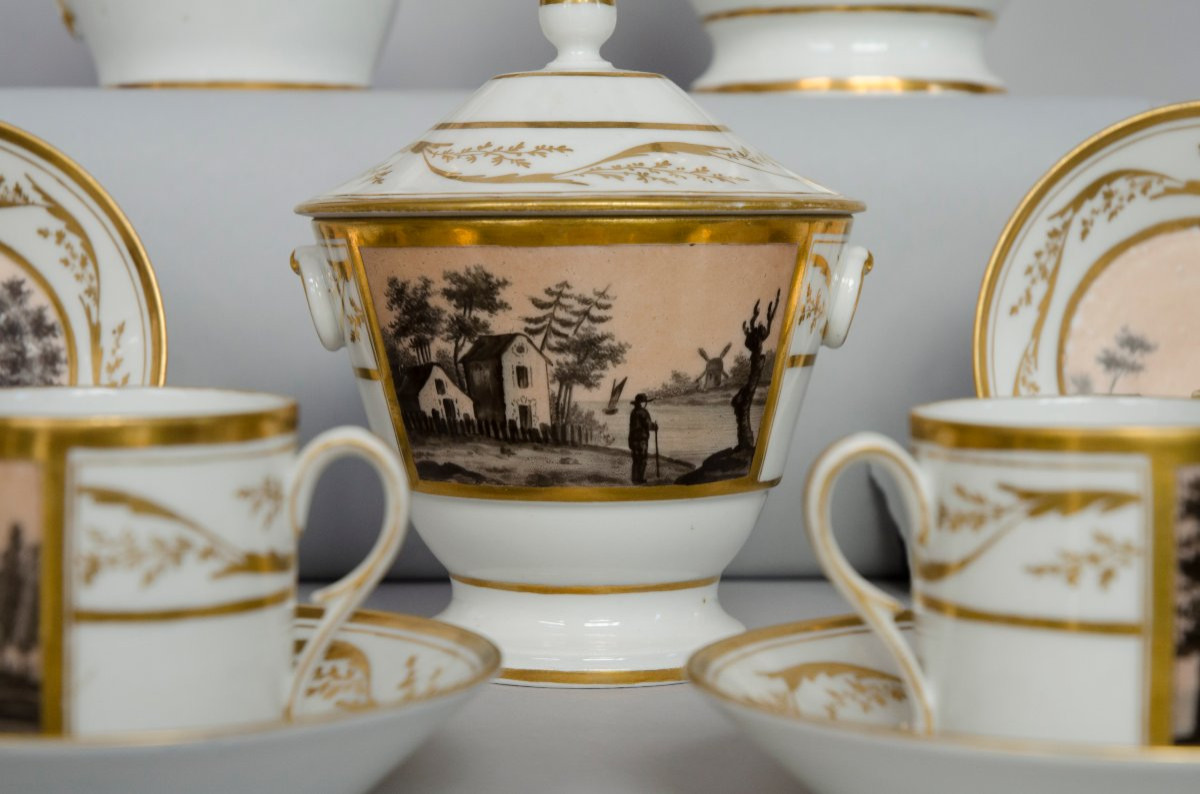 Service a thé et café "grisaille fond rose", attrib. Louise Cretté à Bruxelles (1787-1813)-photo-8