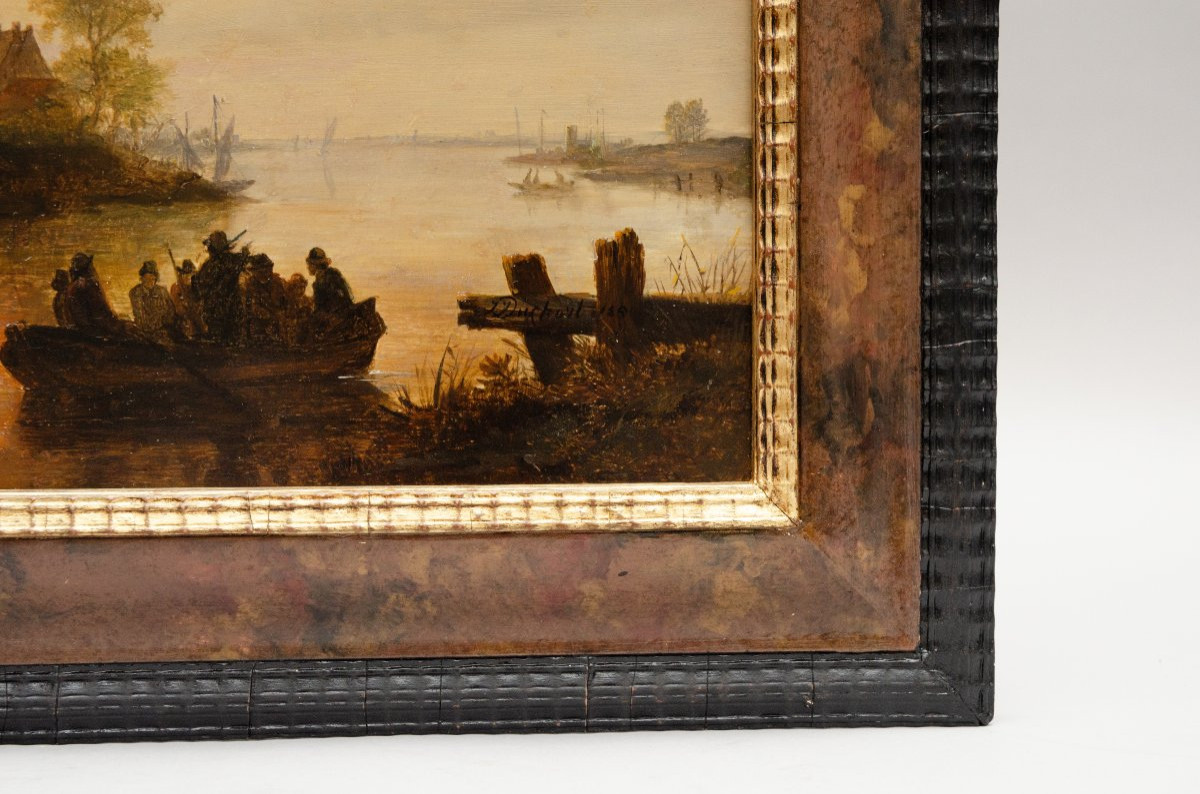 Dutch Seascape, Oil On Panel, Duckort Joseph Dated 1850-photo-3