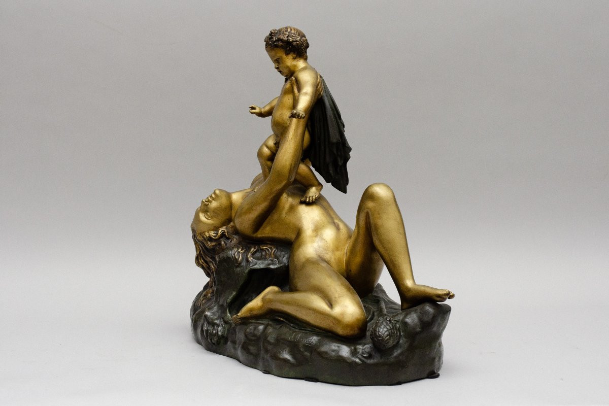 Bronze "Bacchus enfant", d'après James Pradier, 19e siècle-photo-2