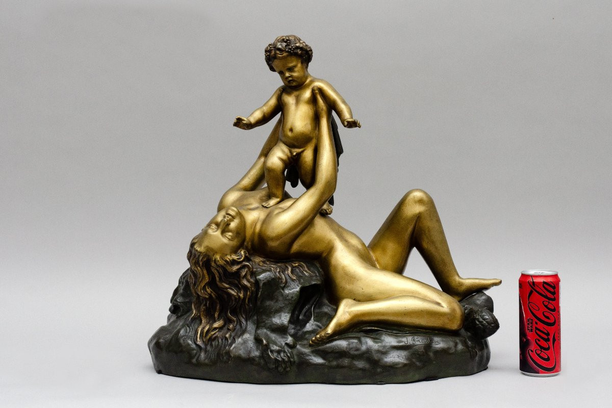 Bronze "Bacchus enfant", d'après James Pradier, 19e siècle-photo-3
