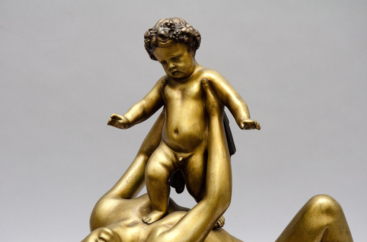 Bronze "Bacchus enfant", d'après James Pradier, 19e siècle-photo-4