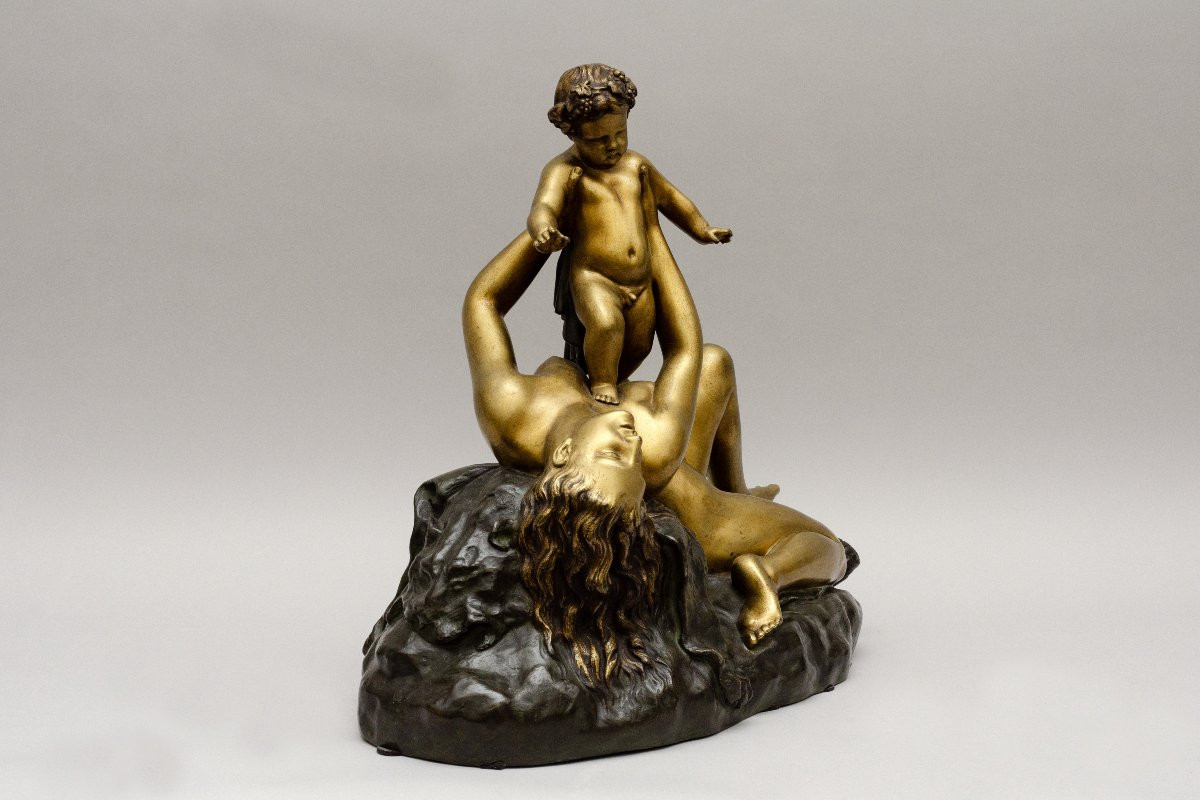 Bronze "Bacchus enfant", d'après James Pradier, 19e siècle-photo-1