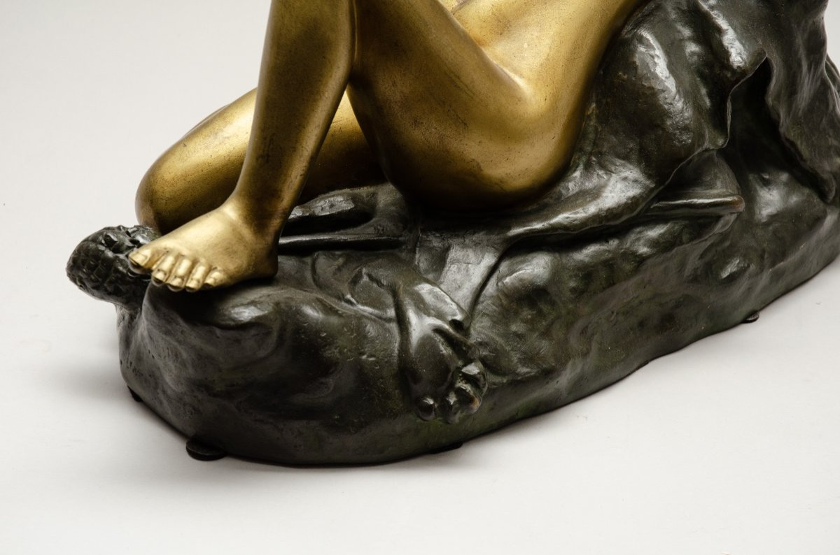 Bronze "Bacchus enfant", d'après James Pradier, 19e siècle-photo-4