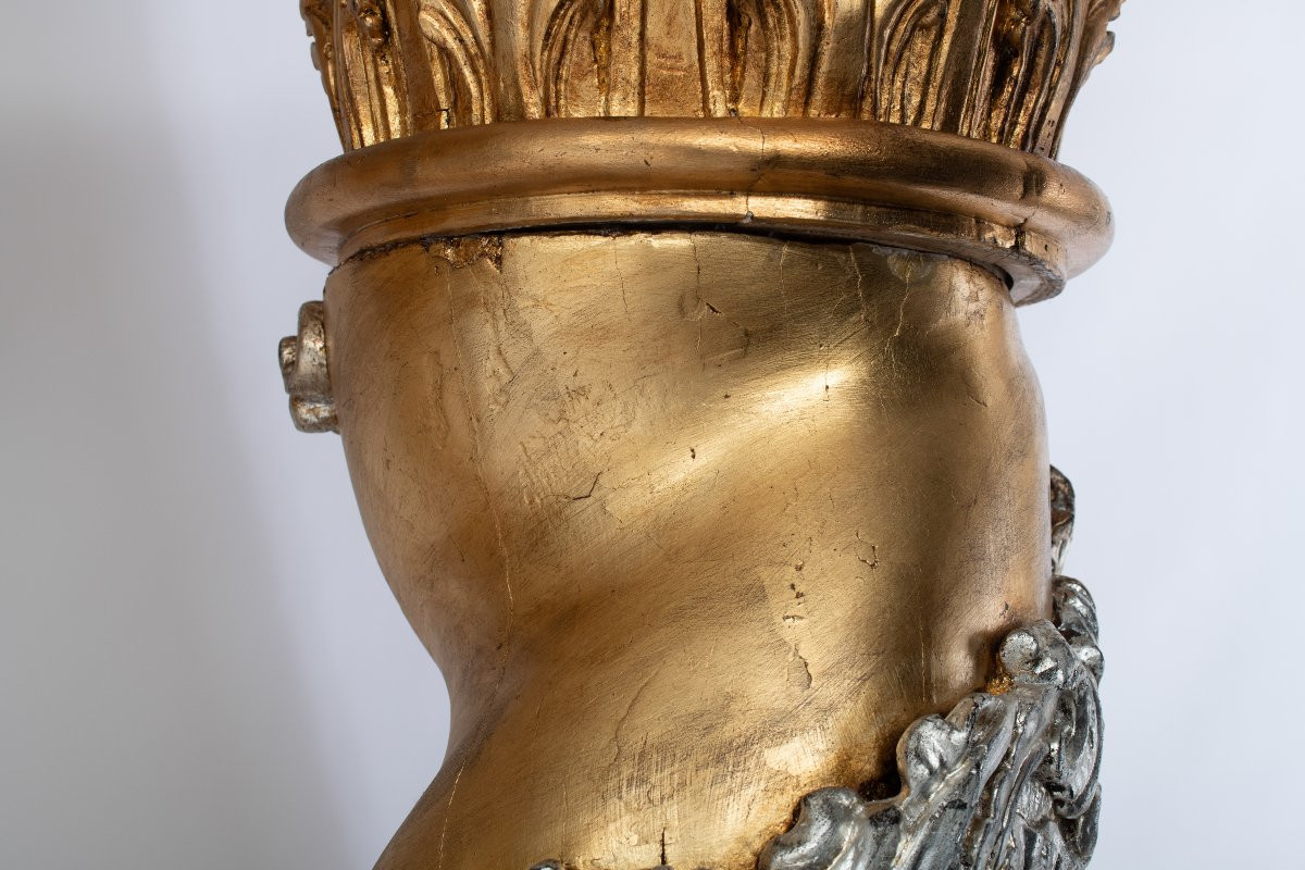 Grande paire de colonnes salomoniques, Italie 18e siècle-photo-8