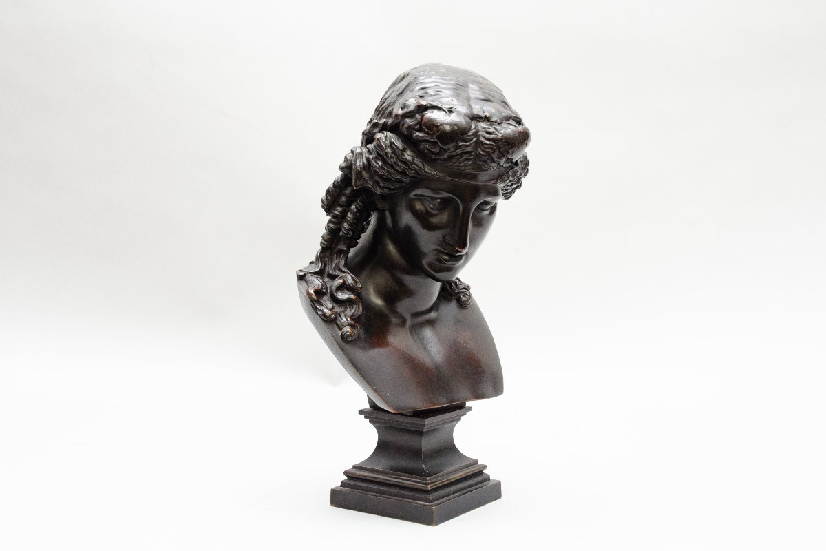 Bronze Bust Of Ariadne, Signed “l. Oudry éditeur” Napoleon III Period-photo-2