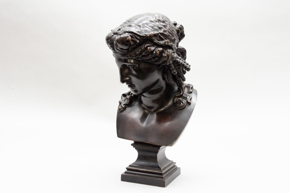 Bronze Bust Of Ariadne, Signed “l. Oudry éditeur” Napoleon III Period-photo-4