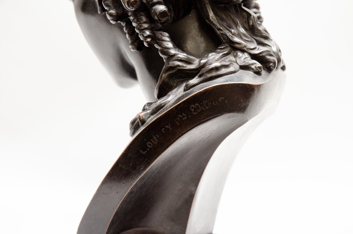 Bronze Bust Of Ariadne, Signed “l. Oudry éditeur” Napoleon III Period-photo-3