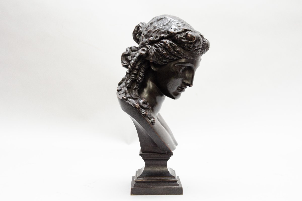 Bronze Bust Of Ariadne, Signed “l. Oudry éditeur” Napoleon III Period-photo-4