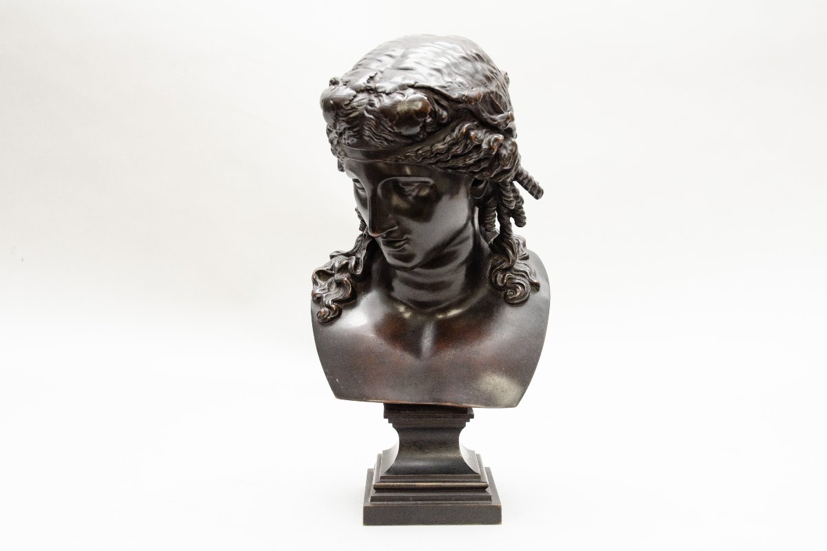 Bronze Bust Of Ariadne, Signed “l. Oudry éditeur” Napoleon III Period