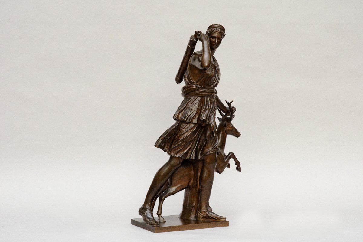 Bronze "diana Of Versailles," Cast By Barbedienne, 19th Century-photo-2
