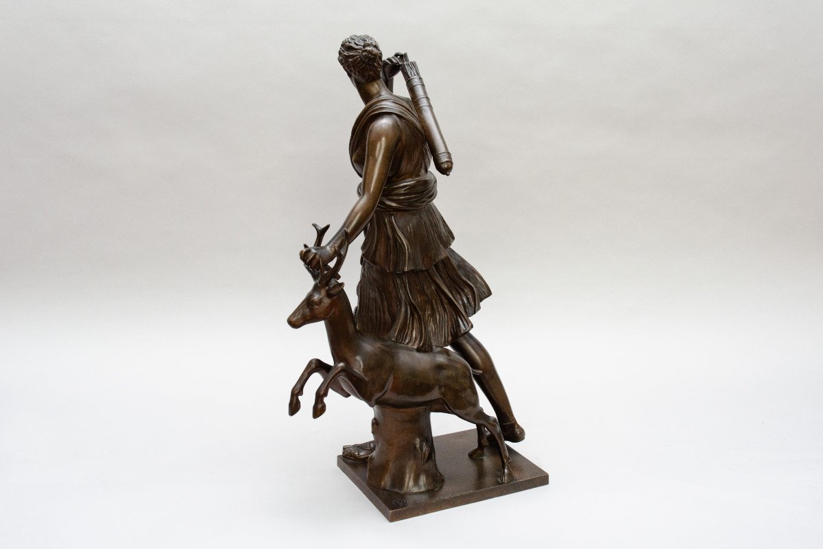 Bronze "diana Of Versailles," Cast By Barbedienne, 19th Century-photo-3