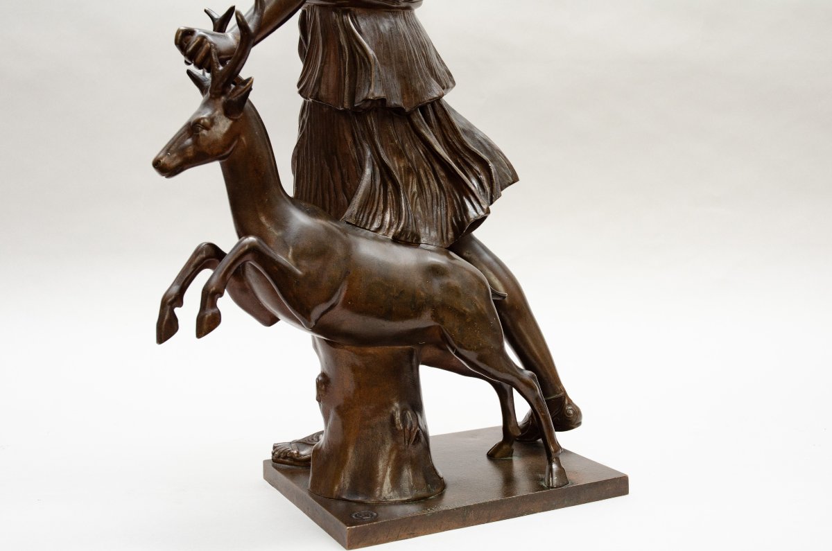 Bronze "diana Of Versailles," Cast By Barbedienne, 19th Century-photo-4