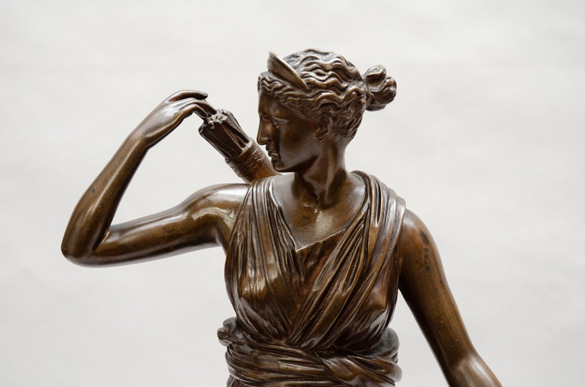 Bronze "diana Of Versailles," Cast By Barbedienne, 19th Century-photo-3