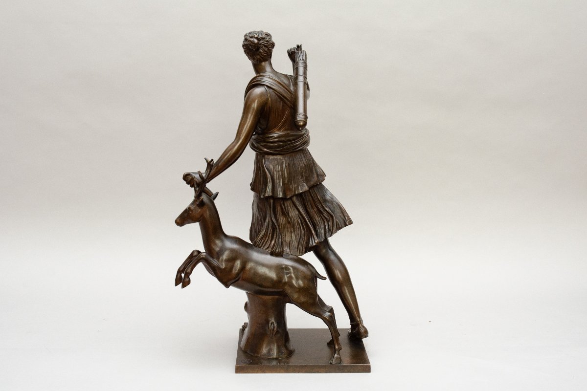 Bronze "diana Of Versailles," Cast By Barbedienne, 19th Century-photo-4