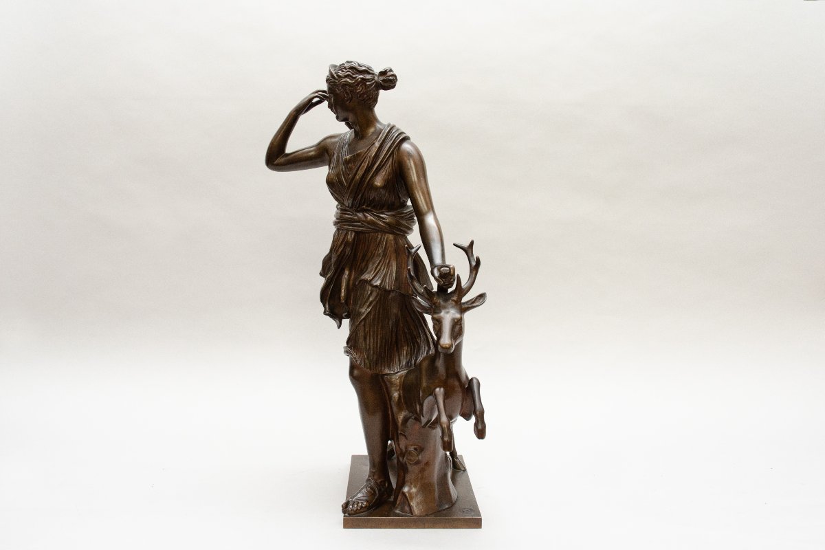 Bronze "diana Of Versailles," Cast By Barbedienne, 19th Century-photo-6