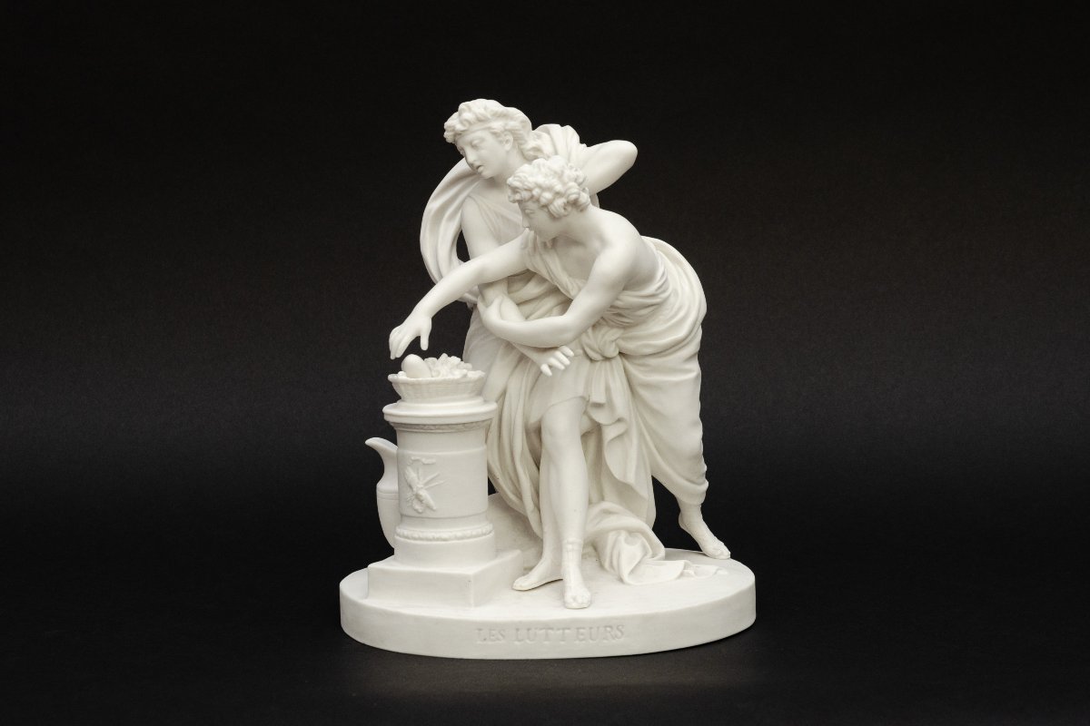 “the Wrestlers,” A Group Sculpture Made Of White Sèvres Porcelain. Circa 1914