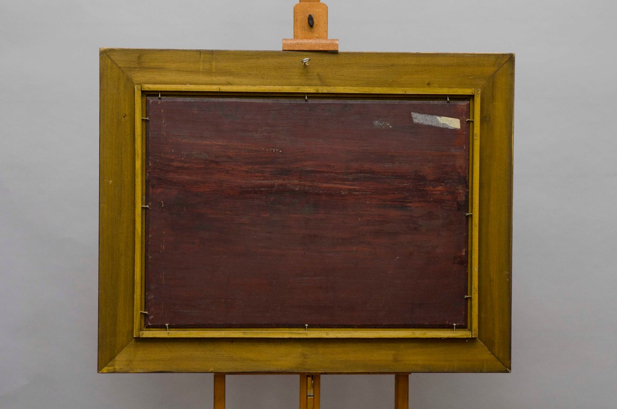Marine, huile sur panneau, Alexandre Thomas Francia (Calais 1820- Bruxelles 1884)-photo-6