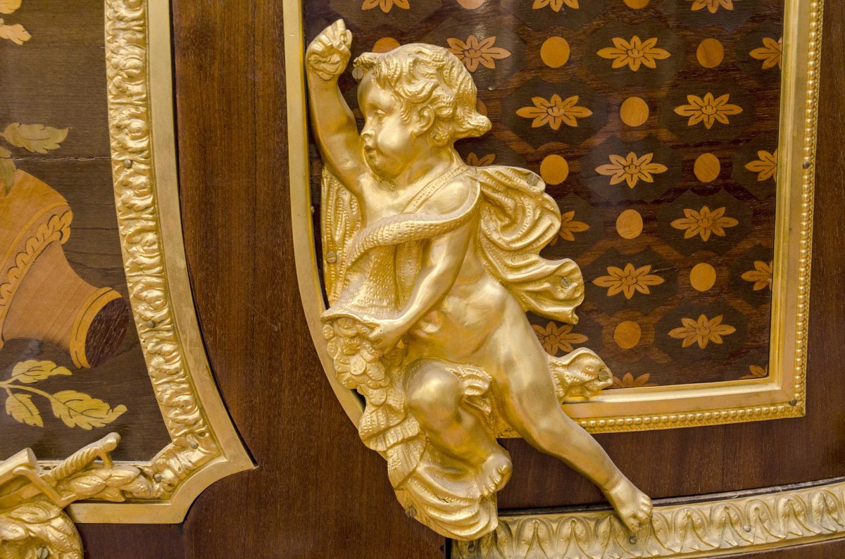 Commode "aux Guerriers" After Riesener, Royal Furniture, Louis XVI, Late 19th Century-photo-4