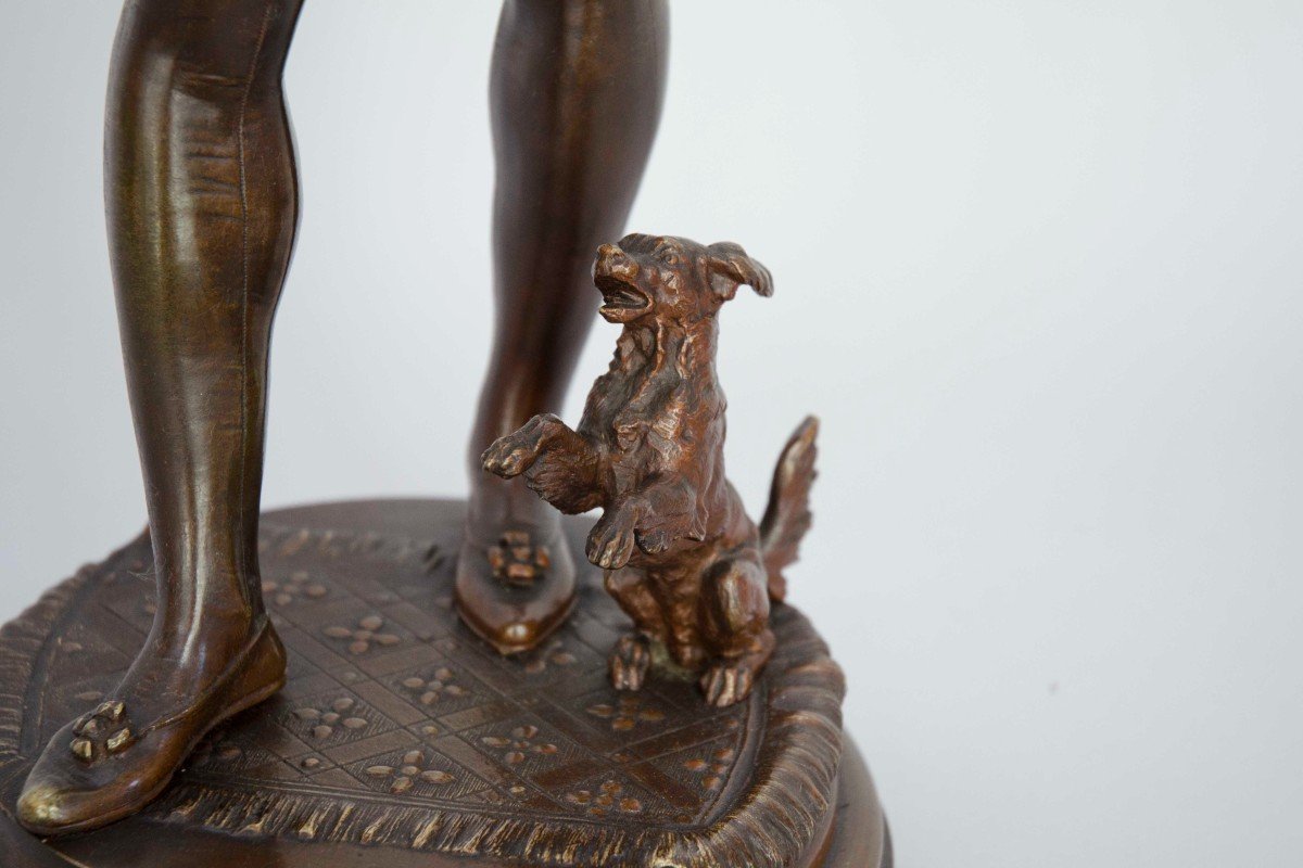 Bronze "circus Dog Tamer", Faure De Brousse Vincent Desire 19th Century-photo-4